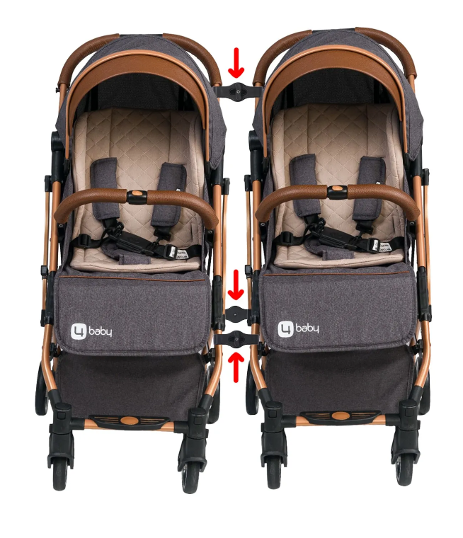4 Baby Drone Twin Travel Sistem Bebek Arabası Gold Antrasit