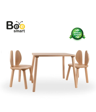 Bee Smart Ahşap Çocuk Aktivite Masası 2 Sandalyeli
