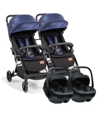 Baby2go Tulipa Cabin Otomatik Katlanan İkiz Travel Bebek Arabası / Siyah Mavi