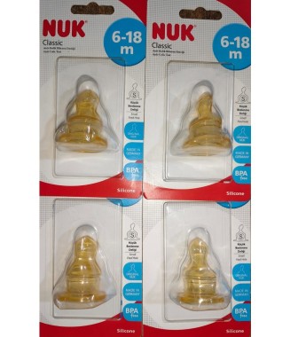  Nuk Klasik Biberon Emziği  Kauçuk - Küçük Delik 4 Adet 6-18 NO:2 S (küçük)