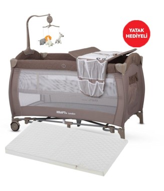 Kraft London Oyun Parkı 70x120 cm ve Yatağı  Bej