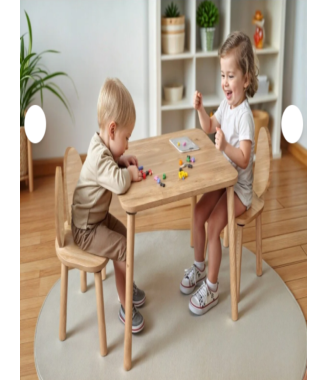 Bee Smart Ahşap Çocuk Aktivite Masası 2 Sandalyeli