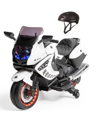Baby2go 2293 Speed Akülü Motorsiklet + Kask / Beyaz