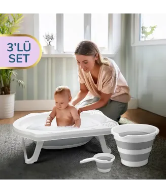 Hobby Life 3’lü Katlanabilir Küvet Set / Pembe