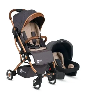 4 Baby Drone Travel Sistem Bebek Arabası Gold Antrasit