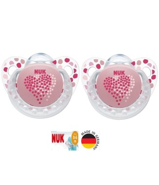 Nuk Trendline Adore Halkalı Ortodontik Silikon emzik 0-6 Ay İkili  / pembe