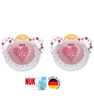 Nuk Trendline Adore Halkalı Ortodontik Kauçuk emzik 6-18 Ay İkili / pembe