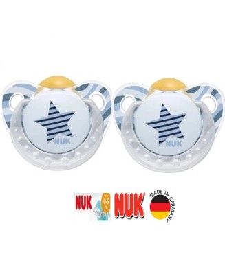 Nuk Trendline Adore Halkalı Ortodontik Kauçuk emzik 0-6 Ay İkili / Mavi