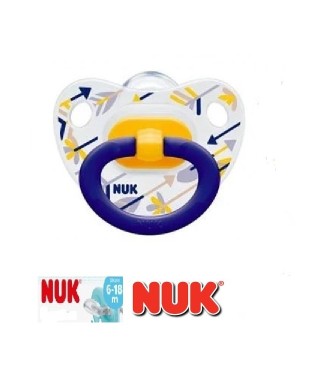 Nuk Happy Days Halkalı Ortodontik Silikon Emzik  18-36 ay  / Sarı-lacivert
