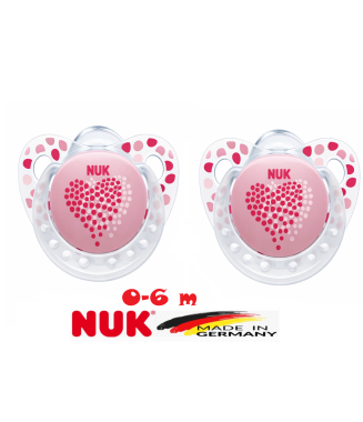 Nuk Trendline Adore Halkalı Ortodontik Silikon emzik 0-6 Ay İkili  / pembe