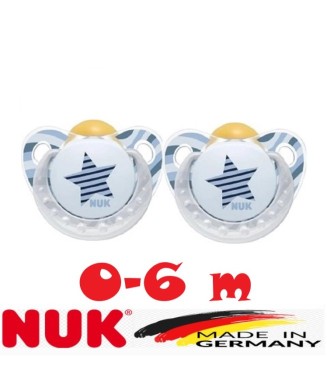 Nuk Trendline Adore Halkalı Ortodontik Kauçuk emzik 0-6 Ay İkili / Mavi
