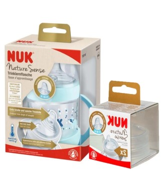 Nuk Nature Sense Isı Göstergeli PP Alıştırma Bardağı 150 ml / 2 adet Yedek Başlık Mavi