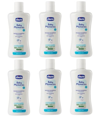 Chicco Baby Moments Doğal Saç ve Vücut Şampuanı / 200ml 6 Adet