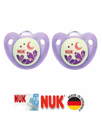 Nuk Night & Day Ortodontik Silikon Emzik  6-18 Ay İkili / Mor