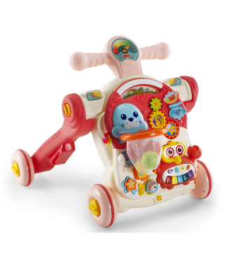 Baby2Go 4 in 1 Multifunction Walker Pembe - Eğitici Bebek Aktivite Masası ve İlk Adım Yürüteç