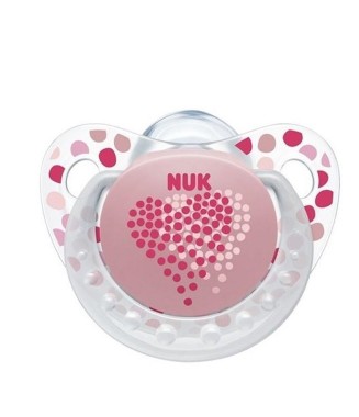 Nuk Trendline Adore Halkalı Ortodontik Silikon emzik 0-6 Ay  / pembe