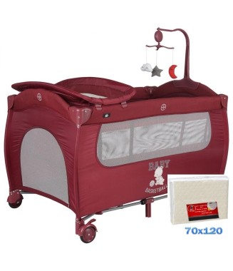 Sunny Baby Joy Plus Oyun Parkı Bordo (70x120 cm)+ Pamuk Yatak 