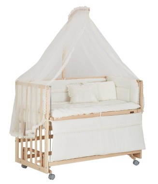 Baby Tech Extra 70x130 Doğal Naturel Ahşap Anne Yanı Beşik