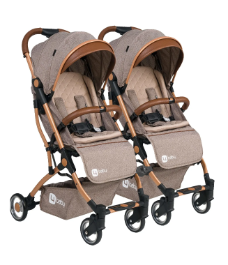 4 Baby Drone Gold İkiz Ayrılabilir Bebek Arabası Kahverengi