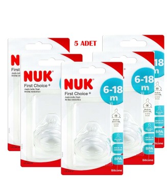  Nuk Klasik Biberon Emziği  Silikon - Küçük Delik 5Adet 6-18 NO:2 S(küçük)